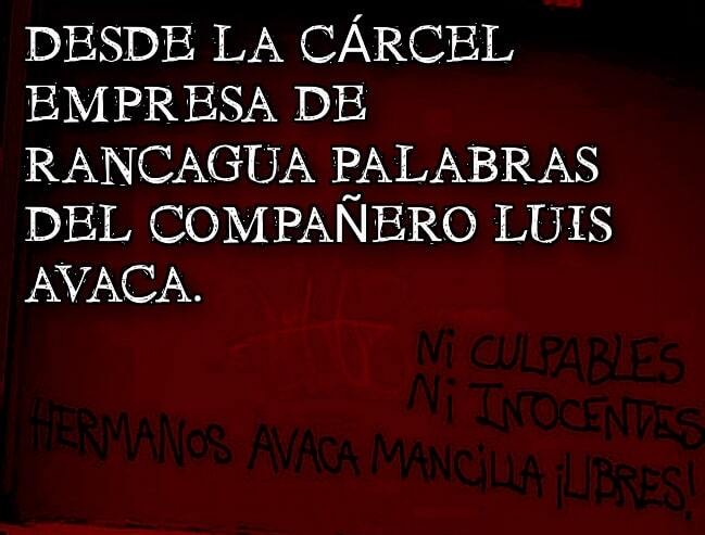 Mundo-Cárcel. Palabras del compañero Luis Avaca desde la Cárcel de Rancagua