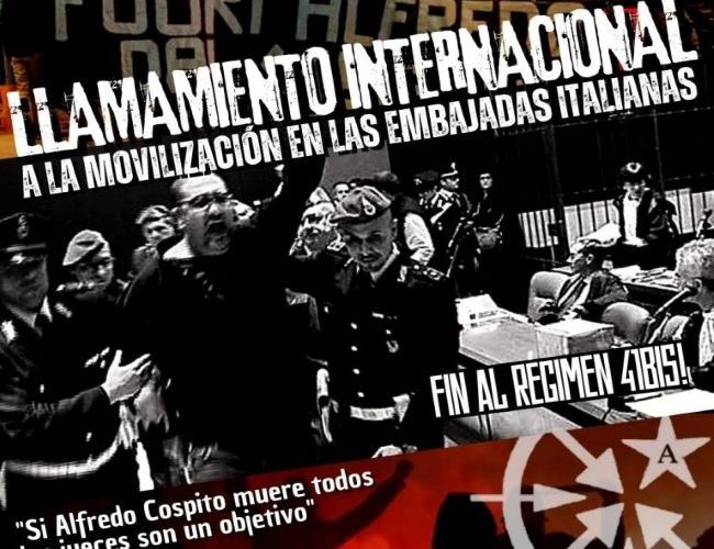 Llamamiento internacional a la movilización en las embajadas italianas en solidaridad con Alfredo Cospito y el fin del régimen 41 BIS